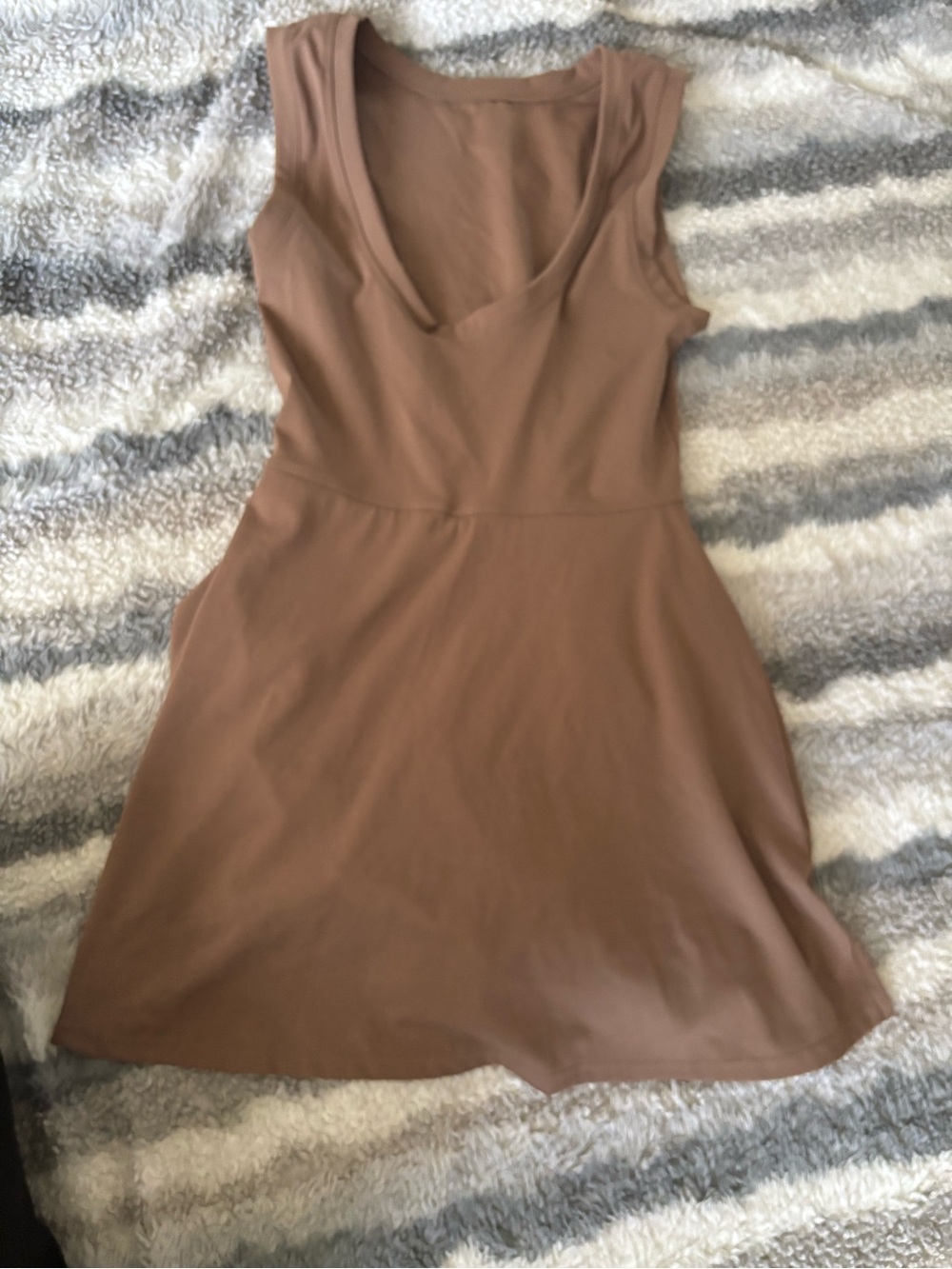 Sleeveless Wrap Skirt Dress in Mauve Brown - Picture 4 of 5